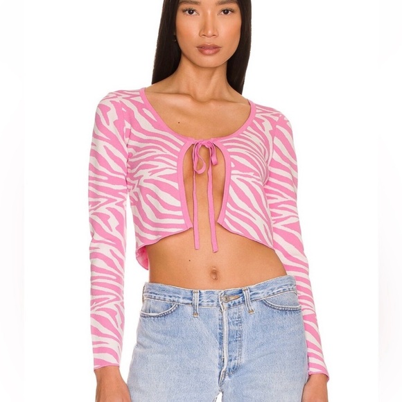 superdown Pink Zebra Print Cardigan - Picture 1 of 5